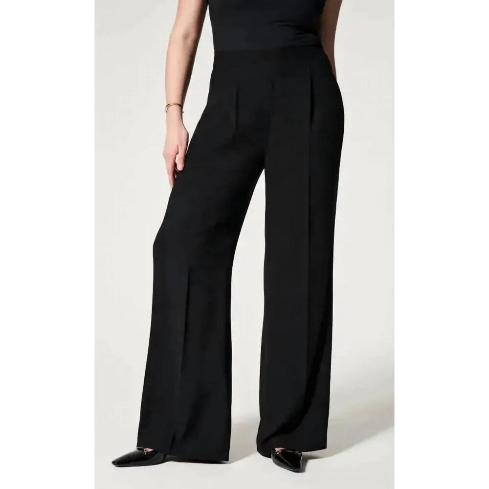 NWT Spanx Crepe Trouser Pant in Classic Black Size Medium Woke Career Minimalist
